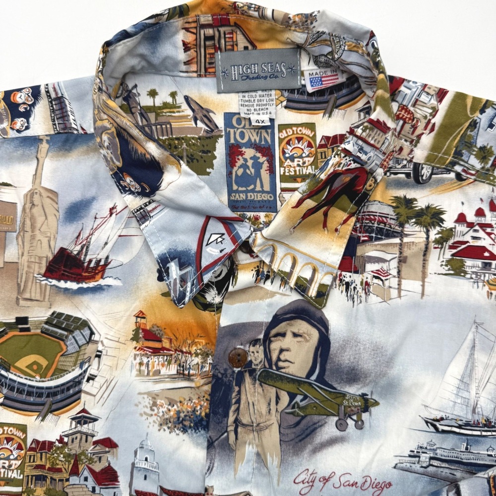 High Seas Trading Co Shirt Men 4X Multicolor San Diego Souvenir Cotton USA Made